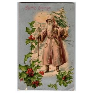 Vintage Santa Claus Christmas Greetings Postcard Printed in Germany